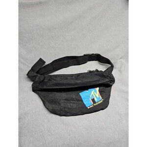 Vintage 1990s MTV Fanny Pack Black Belt Bag Cross Body Waist Bag